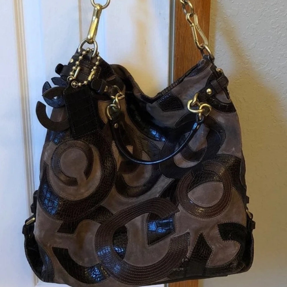 Inlaid C Leather Coach bag